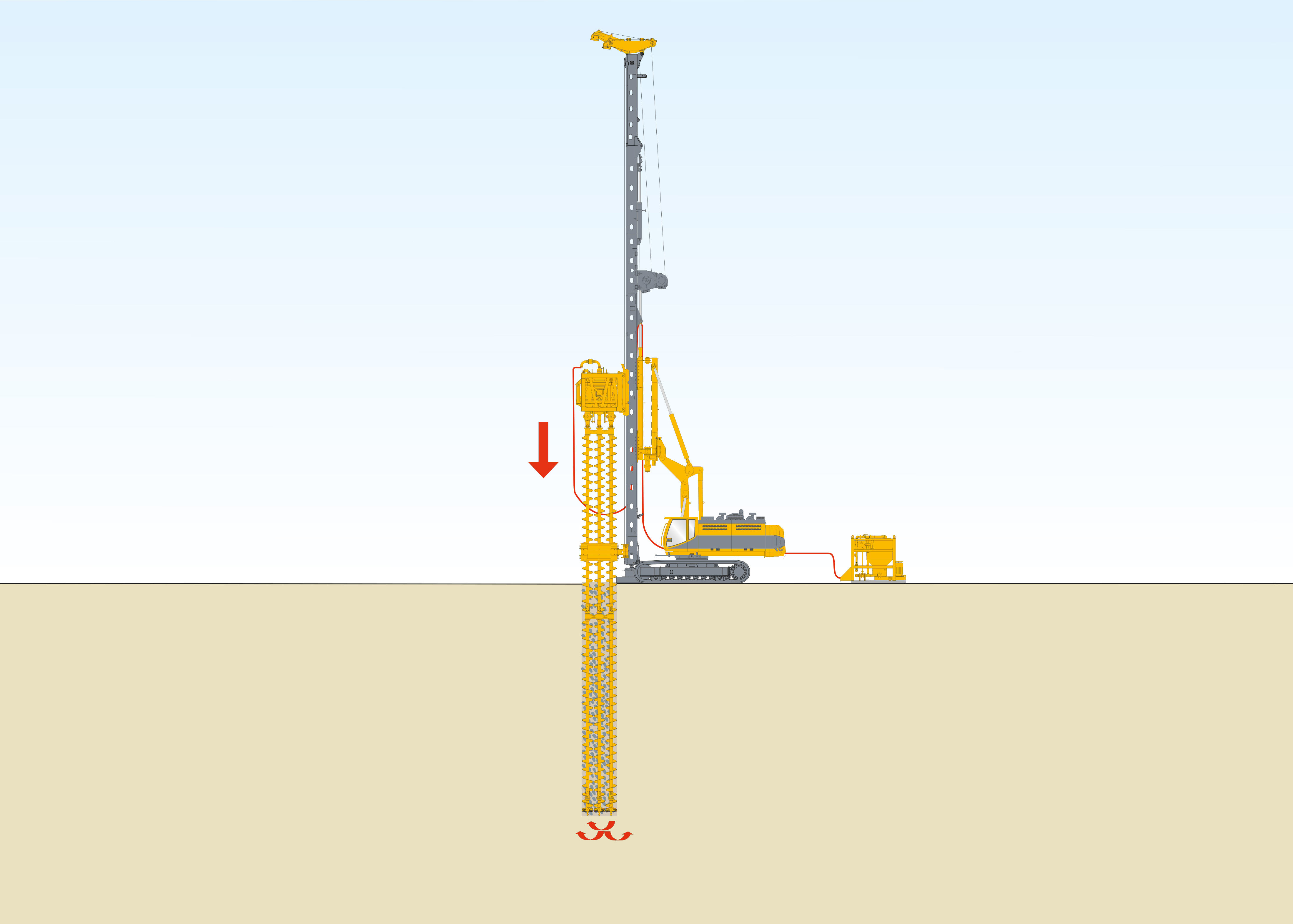 Method sketch of Mixed-in-Place from Bauer Spezialtiefbau